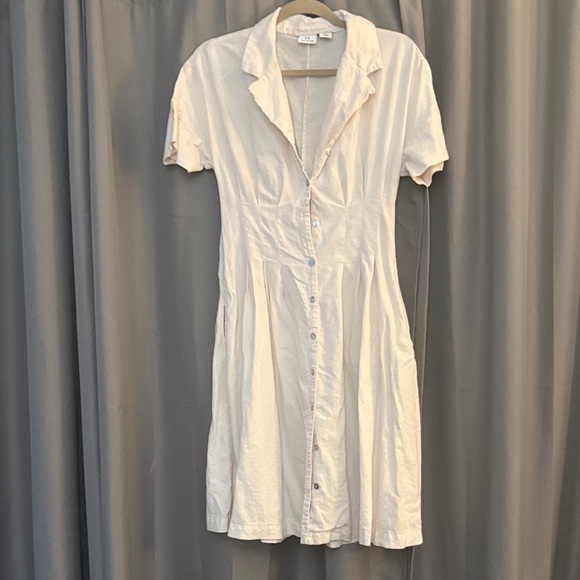 Cream Button-Up Ruffle  dress - Picture 2 of 7